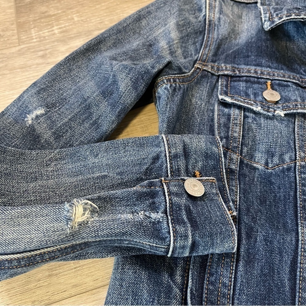 LEVI’s Ex Boyfriend Trucker Jacket in Blue Woodstock, XS - Picture 9 of 16